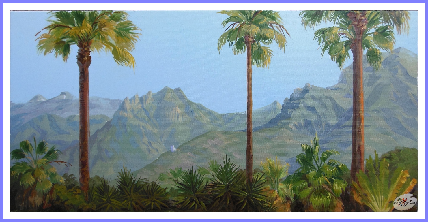 Этюд с натуры. "Пальмы острова Тенерифе" Картины на заказ. Заказать копию картины.