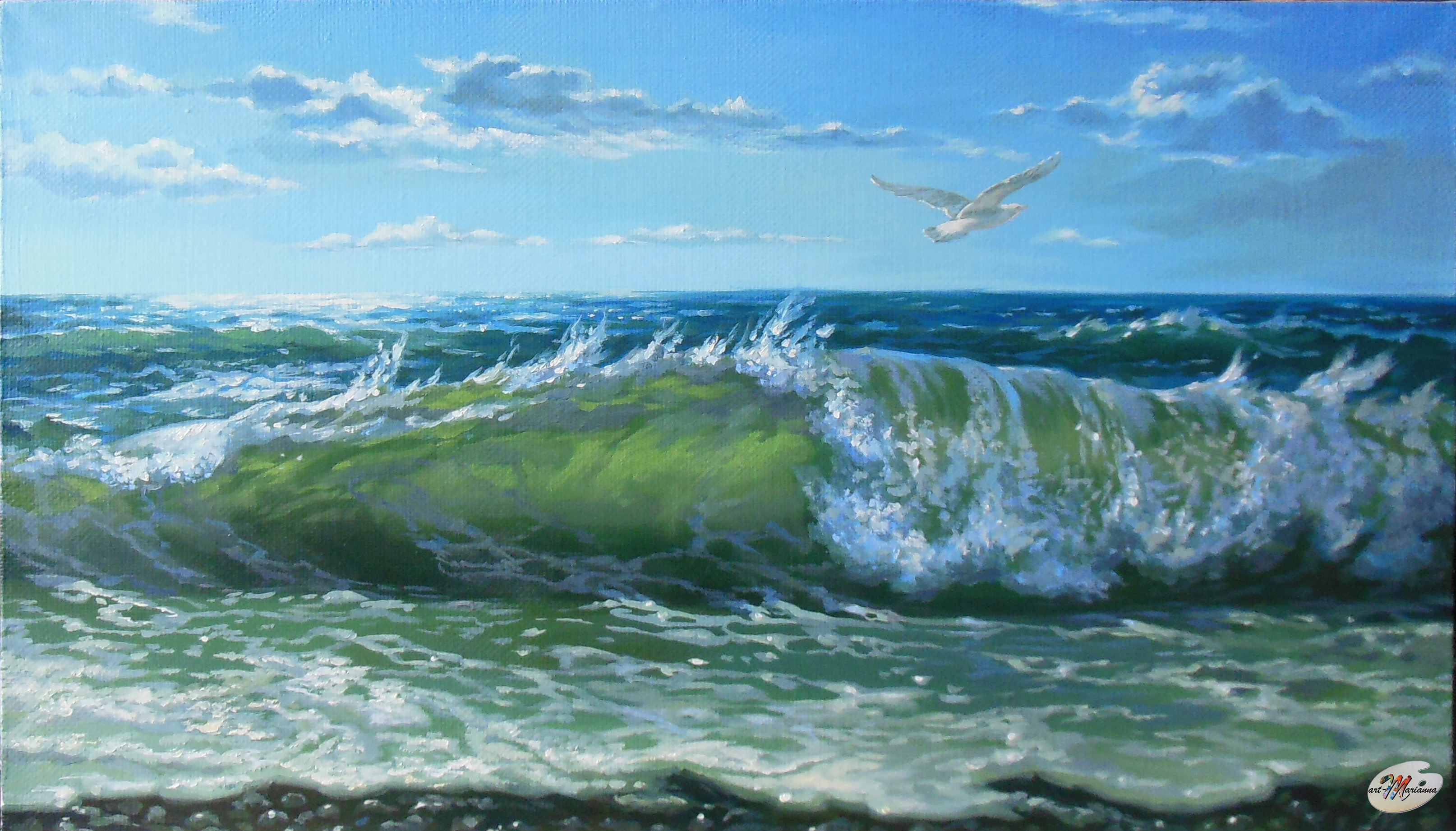 Море. Копия картины современного автора. "Волна".