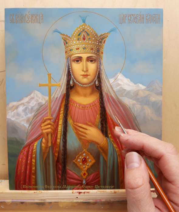 икона царица Кетеван Кахетинская великомученица рукописная икона