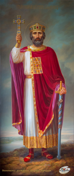 Мерная икона ручной работы святой  Владимир выполнена на заказ.