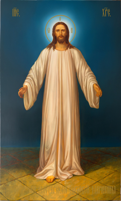 Рукописная икона Господа Иисуса Христа выполнена на заказ иконописцем Сергеевой Марианной.